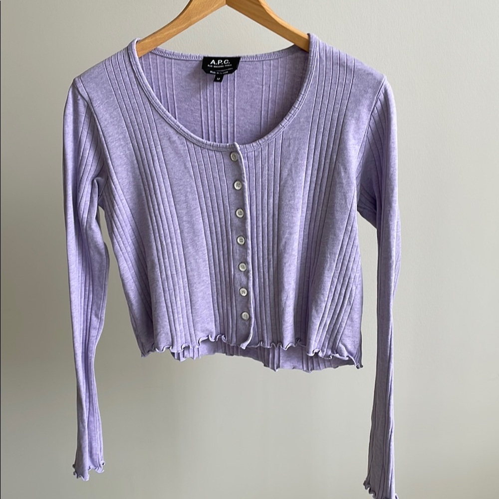 A.P.C. Women's Lilac Ribbed Cardigan